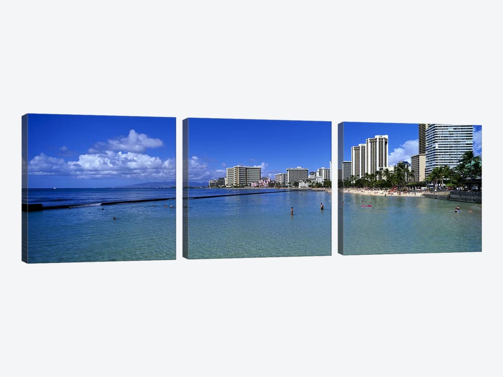 Waikiki Beach Honolulu Oahu HI by Panoramic Images 3-piece Canvas Artwork