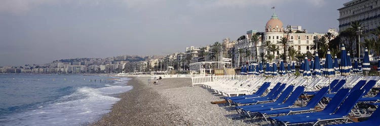 Beach Landscape, Nice, French Riviera, Provence-Alpes-Cote d'Azur, France' Photographic Print on Canvas East Urban Home Size: 24 H x 72 W x 1.5 D