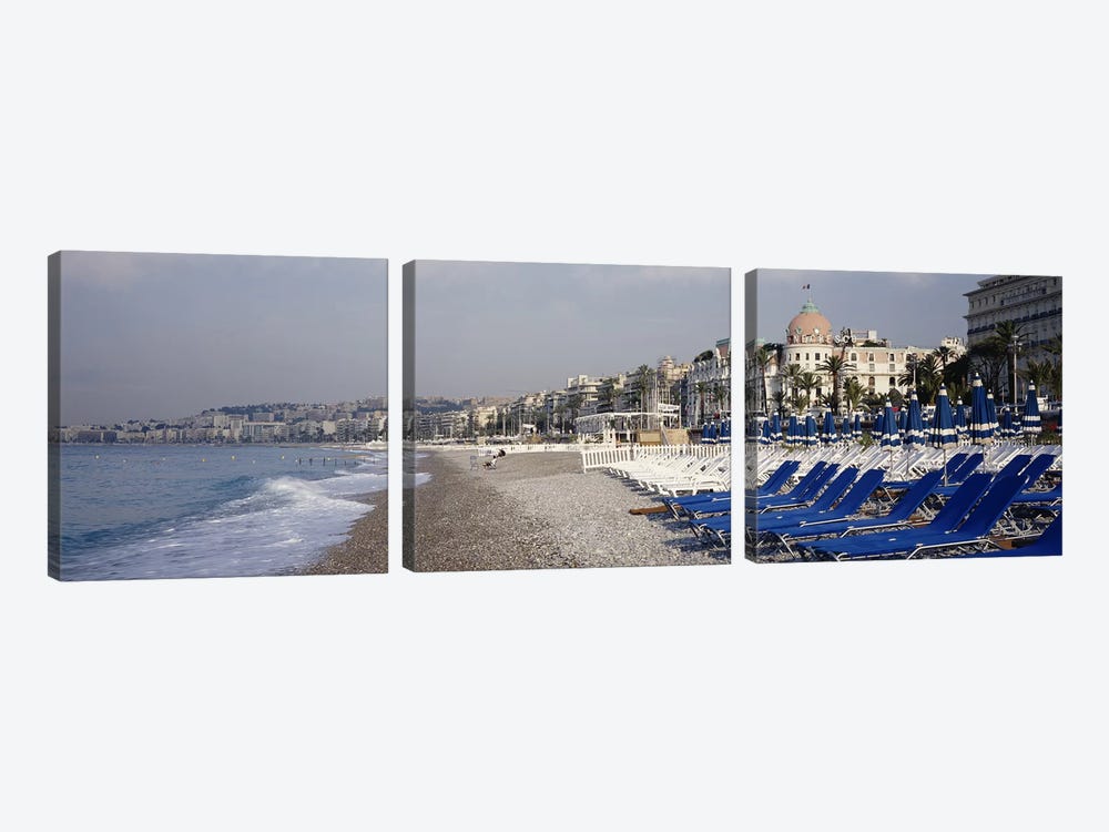 Beach Landscape, Nice, French Riviera, Provence-Alpes-Cote d'Azur, France by Panoramic Images 3-piece Canvas Artwork