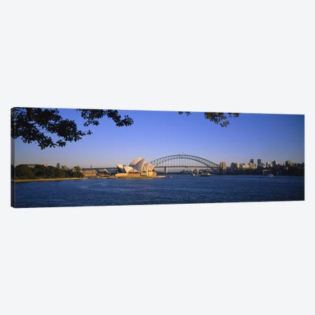 Distant View Of Sydney Harbour Bridge & Sydney Opera House, Sydney, New South Wales, Australia Canvas Print #PIM4106} by Panoramic Images Canvas Print
