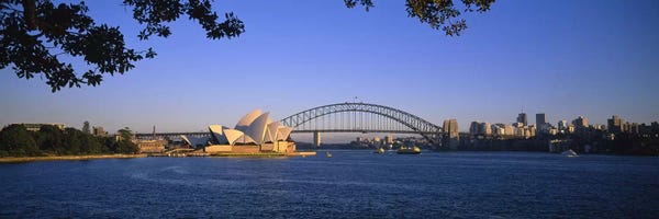 Sydney Harbour Bridge: Distant View Of Sydney Harbour Bridge & Sydney Opera House, Sydney, New South Wales, Australia by Panoramic Images