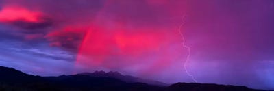 Sunset With Lightning And Rainbow Four Peaks Mountain AZ by Panoramic Images multi panel art