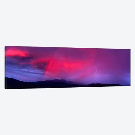 Sunset With Lightning And Rainbow Four Peaks Mountain AZ Canvas Print #PIM411} by Panoramic Images Art Print