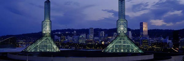 Oregon: Towers Lit Up At DuskConvention Center, Portland, Oregon, USA by Panoramic Images