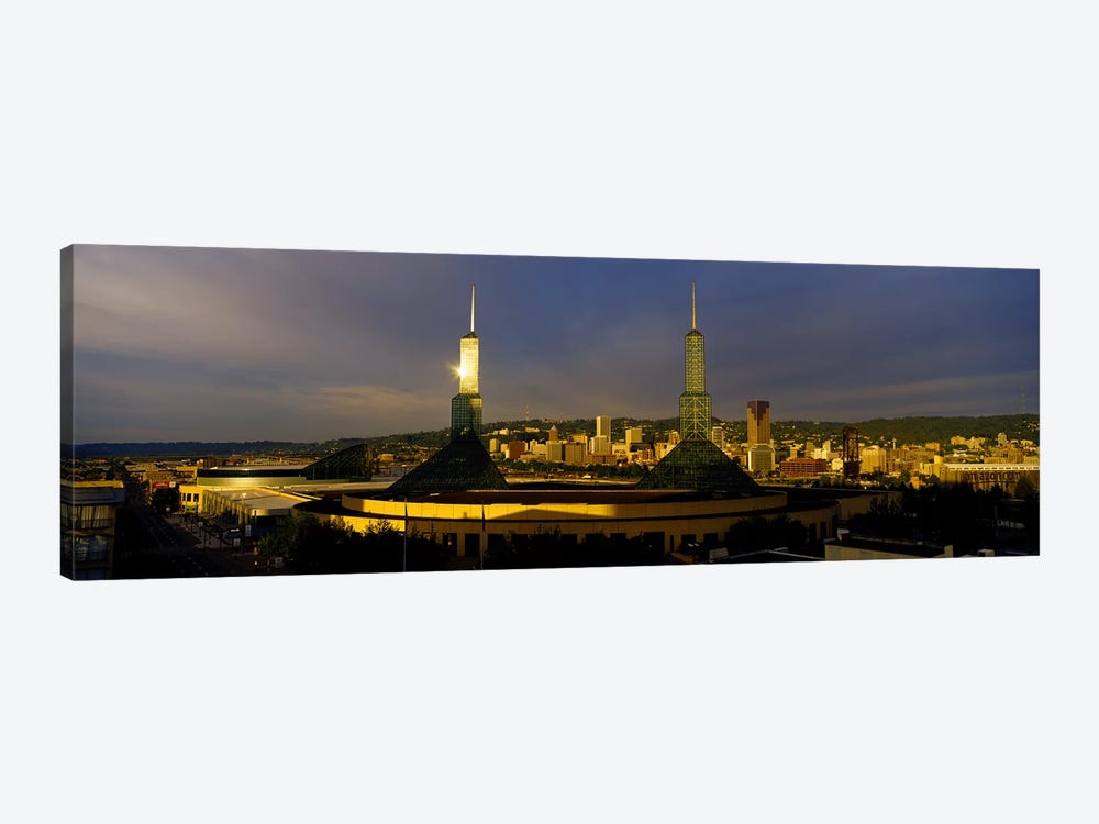 Towers Illuminated At DuskConvention Center, Portland, Oregon, USA by Panoramic Images 1-piece Canvas Wall Art
