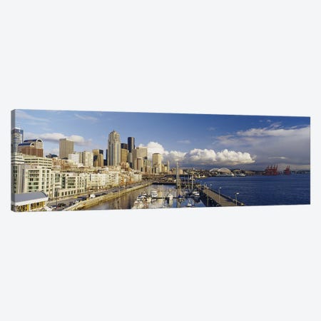 High Angle View Of Boats Docked At A Harbor, Seattle, Washington State, USA Canvas Print #PIM4136} by Panoramic Images Canvas Wall Art