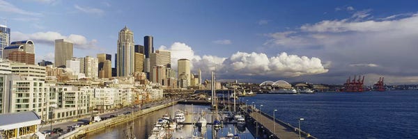 Seattle: High Angle View Of Boats Docked At A Harbor, Seattle, Washington State, USA by Panoramic Images