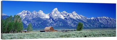 John Moulton Barn, Mormon Row, Grand Teton National Park, Jackson Hole, Wyoming, USA Canvas Art Print - Panoramic Photography