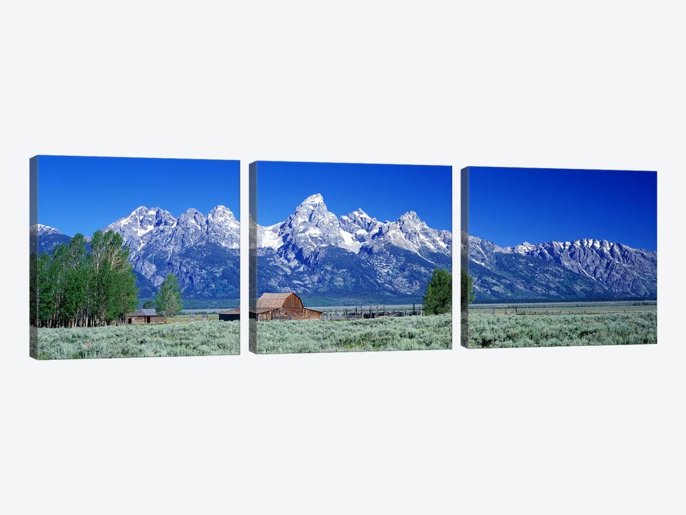 John Moulton Barn, Mormon Row, Grand Teton National Park, Jackson Hole, Wyoming, USA by Panoramic Images 3-piece Canvas Art