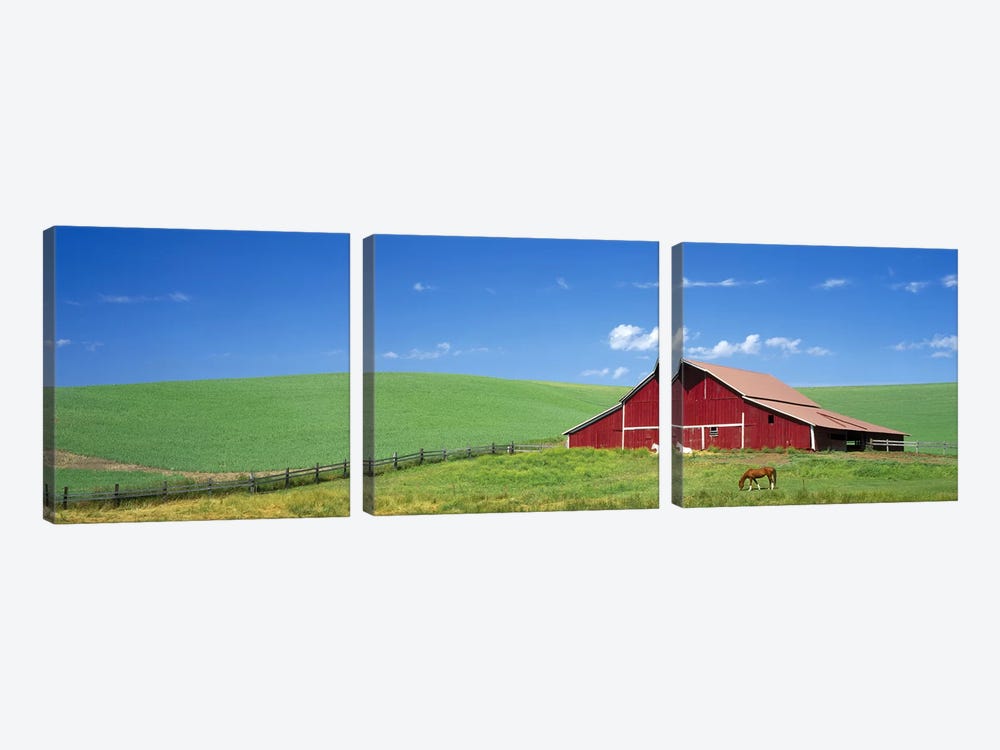 Red Barn in Washington State by Panoramic Images 3-piece Canvas Artwork