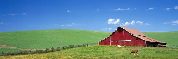 Washington: Red Barn in Washington State by Panoramic Images