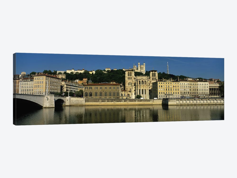 Waterfront Architecture Featuring The Lyon Cathedral (Cathedrale Saint-Jean Baptiste de Lyon), Lyon, France by Panoramic Images 1-piece Canvas Wall Art
