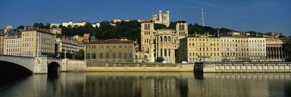 Waterfront Architecture Featuring The Lyon Cathedral (Cathedrale Saint-Jean Baptiste de Lyon), Lyon, France