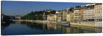 Architecture Along The Saone River, Lyon, Auvergne-Rhone-Alpes, France Canvas Art Print