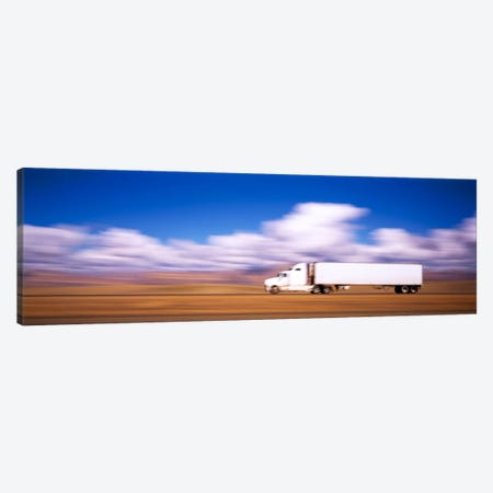 Blurred Motion View Of A Semi Truck, Interstate 70, Near Green River, Utah, USA Canvas Print #PIM416} by Panoramic Images Canvas Artwork