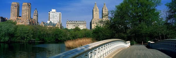 View Of Historic Buildings Along Central Park West From Bow Bridge, New York City, New York, USA