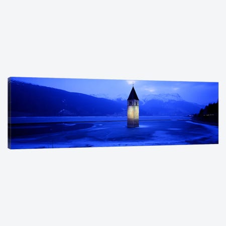 Bell Tower Of Campanile di Curon In Winter, Lago di Resia, South Tyrol, Italy Canvas Print #PIM4178} by Panoramic Images Canvas Print