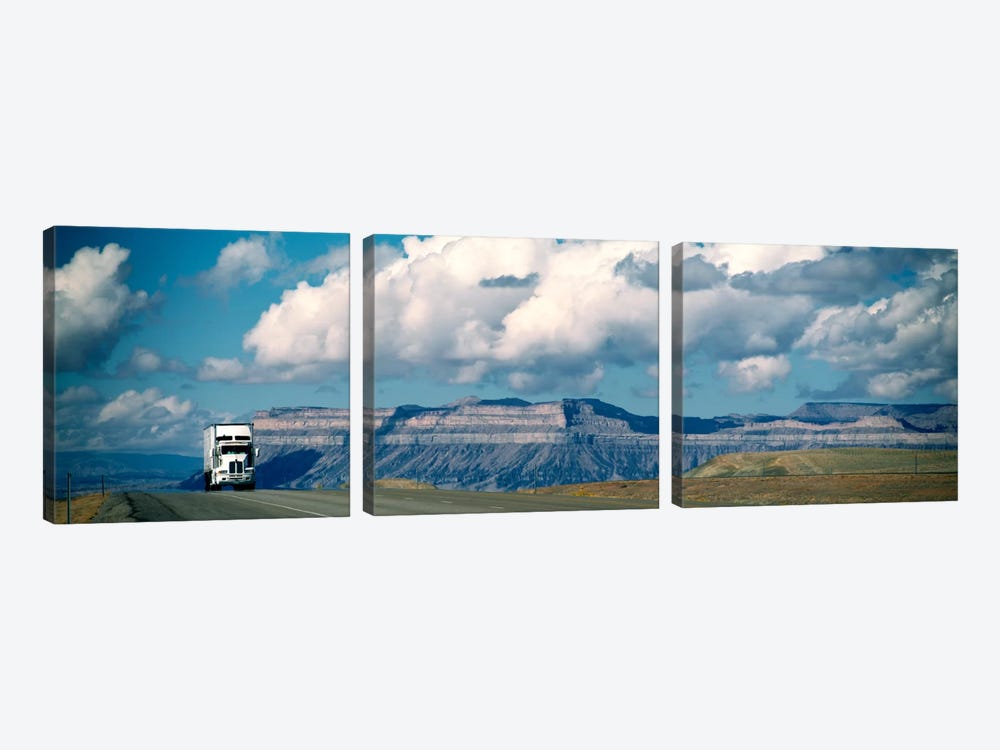 Lone Semi-Truck On Interstate 70, Green River, Utah, USA by Panoramic Images 3-piece Art Print