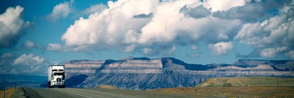 Panoramic Images: Lone Semi-Truck On Interstate 70, Green River, Utah, USA by Panoramic Images