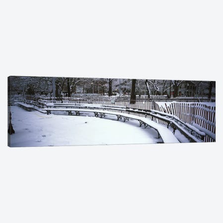 Snowcapped benches in a park, Washington Square Park, Manhattan, New York City, New York State, USA Canvas Print #PIM4181} by Panoramic Images Canvas Wall Art