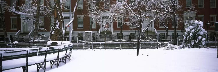 Snowcapped benches in a park, Washington Square Park, Manhattan, New York City, New York State, USA #2