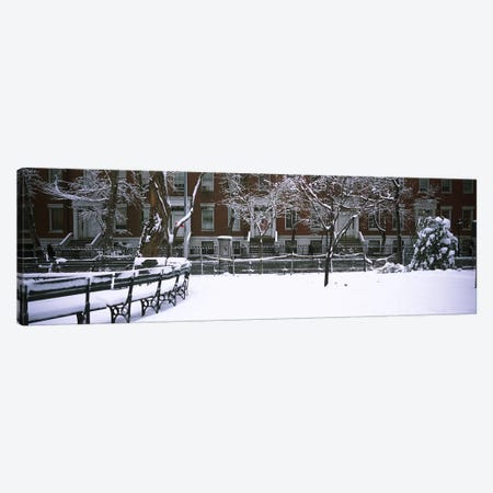 Snowcapped benches in a park, Washington Square Park, Manhattan, New York City, New York State, USA #2 Canvas Print #PIM4182} by Panoramic Images Canvas Art