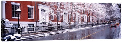 Winter, Snow In Washington Square, NYC, New York City, New York State, USA Canvas Art Print - Village & Town Art