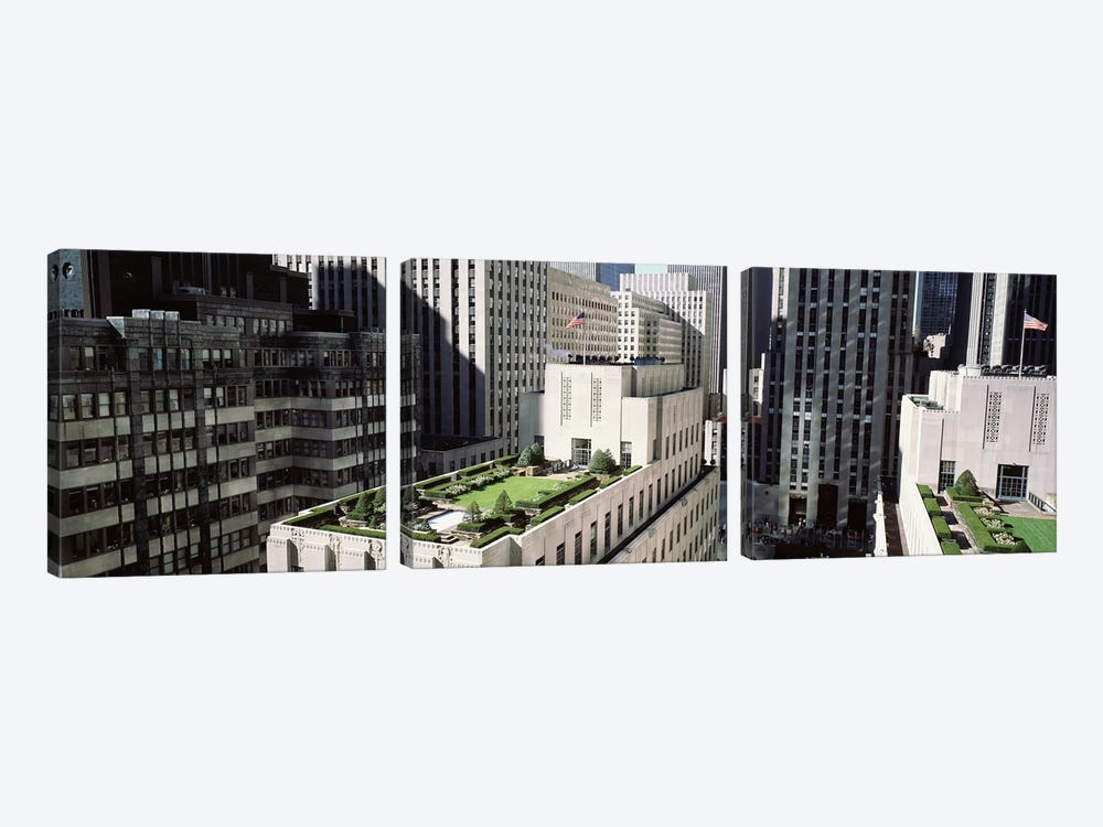 Rooftop Garden, Rockefeller Center, New York City, New York, USA by Panoramic Images 3-piece Canvas Wall Art