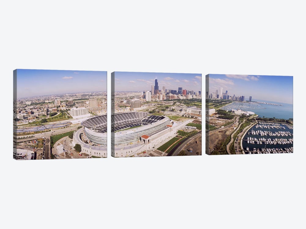 Aerial view of a stadium, Soldier Field, Chicago, Illinois, USA #2 by Panoramic Images 3-piece Canvas Art