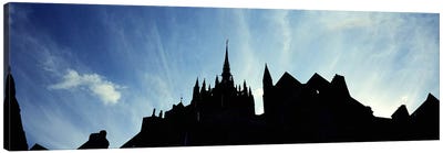 France, Normandy, Mont St. Michel, Silhouette of a Church Canvas Art Print - Famous Places of Worship