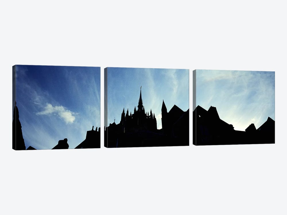 France, Normandy, Mont St. Michel, Silhouette of a Church by Panoramic Images 3-piece Canvas Artwork