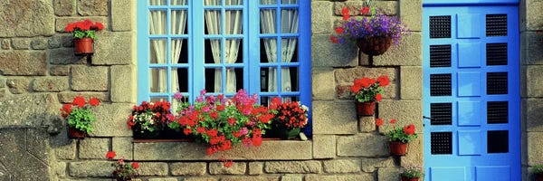 Brittany: Flower Laden Façade, Locronan, Brittany, France by Panoramic Images