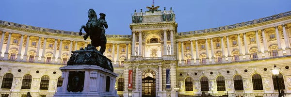 Vienna: Illuminated Façade, Austrian National Library (Osterreichische Nationalbibliothek), Hofburg, Vienna, Austria by Panoramic Images