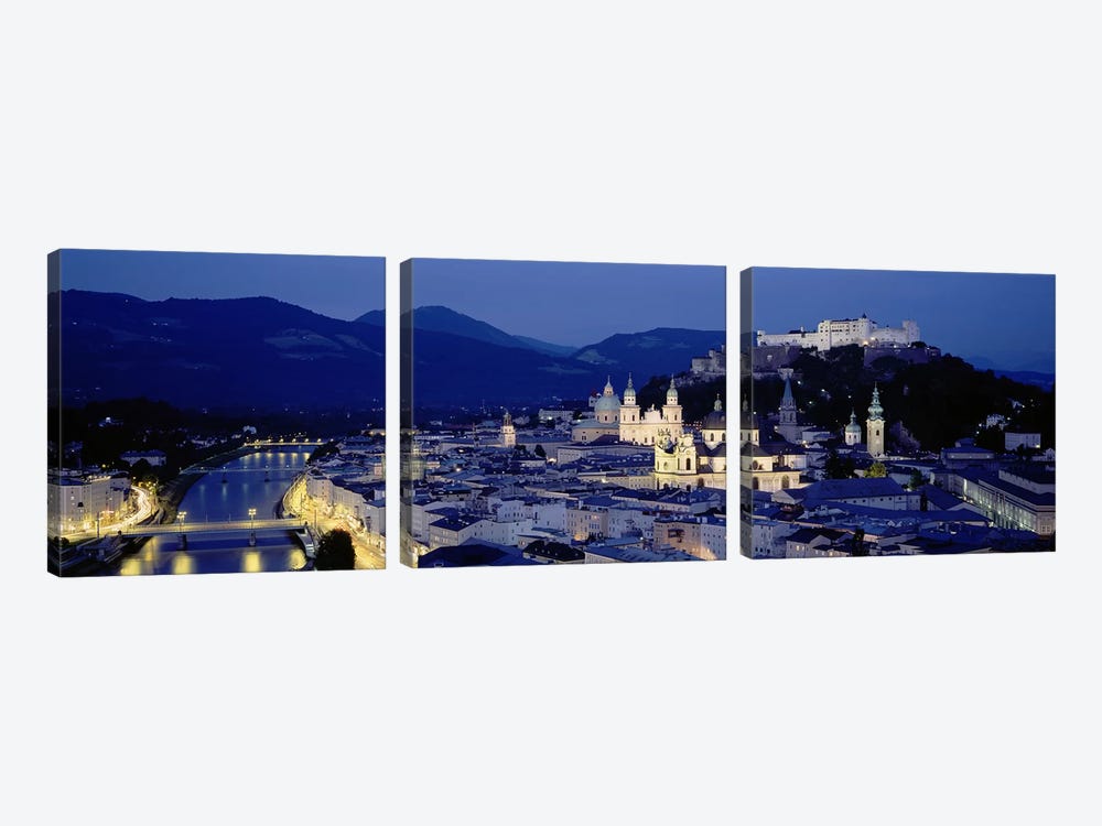High Angle View Of Buildings In A City, Salzburg, Austria by Panoramic Images 3-piece Canvas Artwork