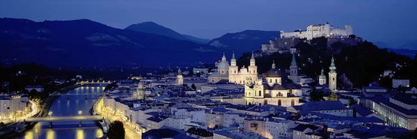 Austria: High Angle View Of Buildings In A City, Salzburg, Austria by Panoramic Images