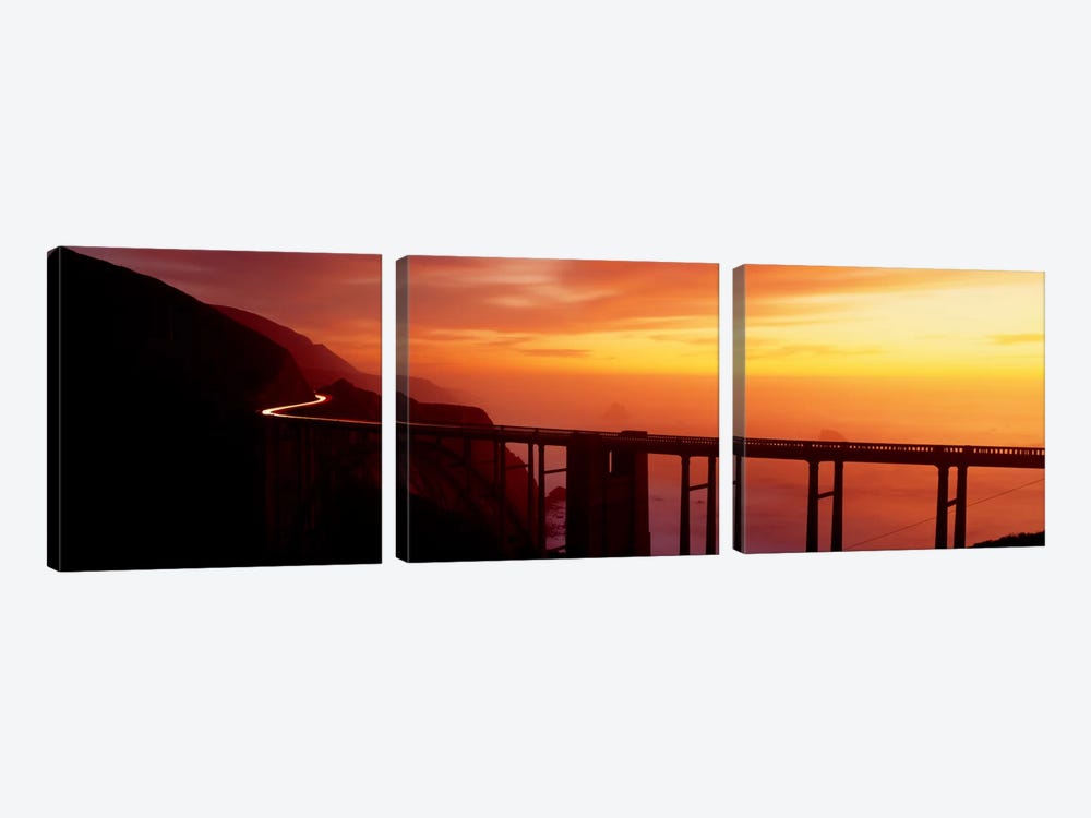 Dusk Hwy 1 w/ Bixby Bridge Big Sur CA USA by Panoramic Images 3-piece Art Print