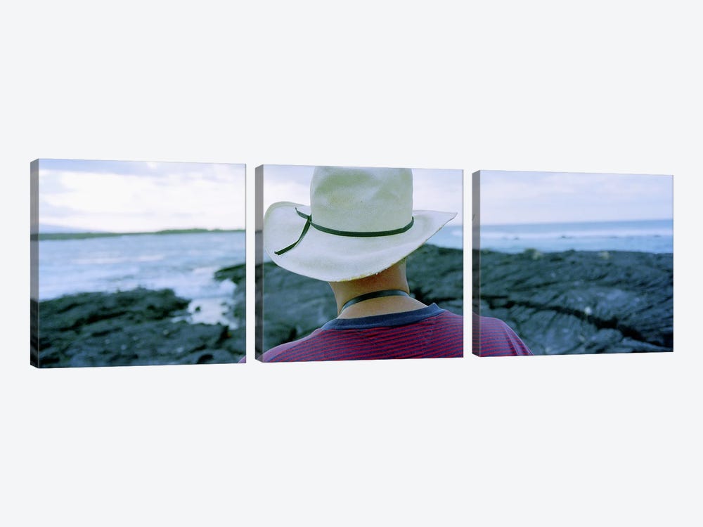 Man with Straw Hat Galapagos Islands Ecuador by Panoramic Images 3-piece Canvas Print