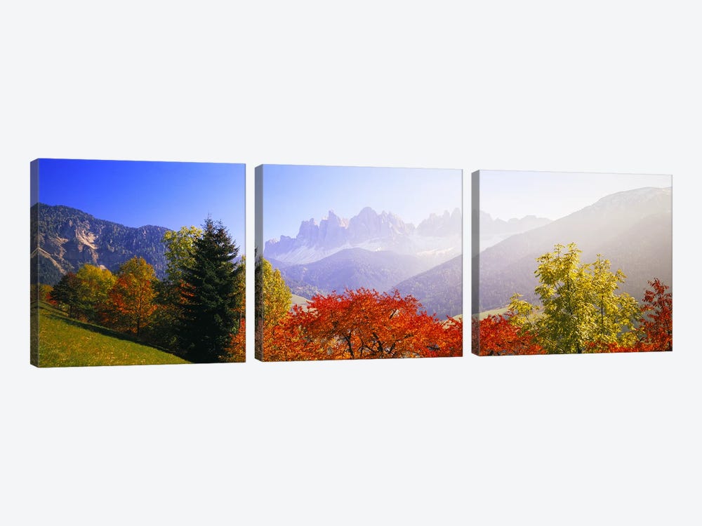 Autumn Landscape I, Odle/Geisler Group, Dolomites, Val di Funes, South Tyrol Province, Italy by Panoramic Images 3-piece Canvas Print