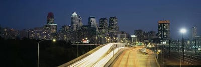 Traffic moving on a roadPhiladelphia, Pennsylvania, USA by Panoramic Images framed canvas print