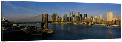 Bridge Across A RiverBrooklyn Bridge, NYC, New York City, New York State, USA Canvas Art Print - Brooklyn Art