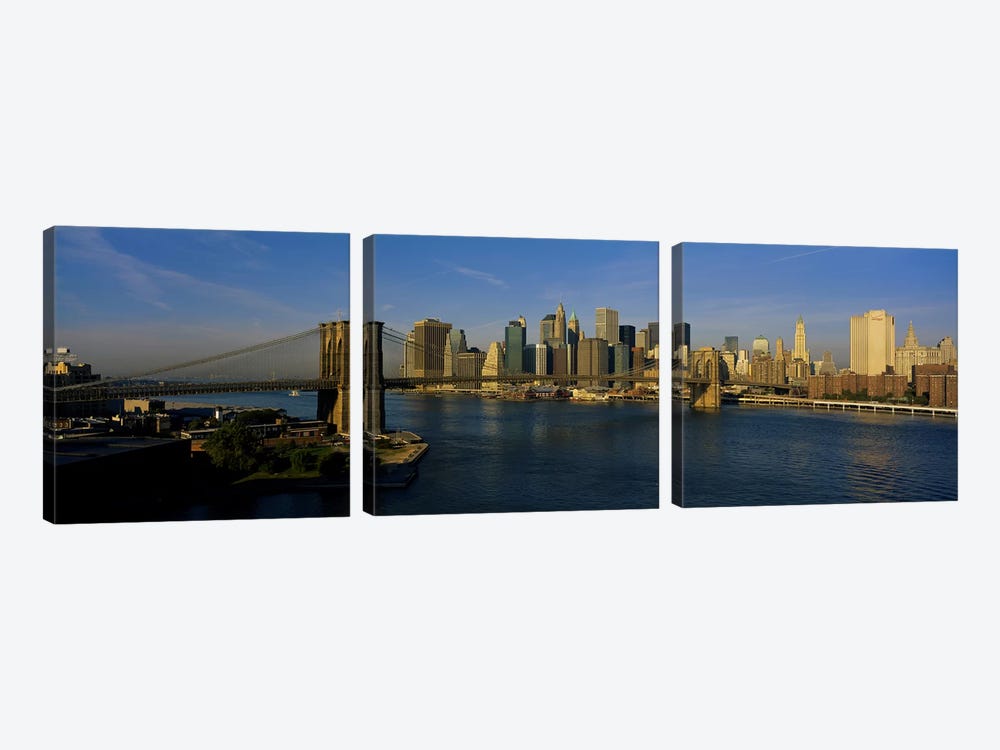 Bridge Across A RiverBrooklyn Bridge, NYC, New York City, New York State, USA by Panoramic Images 3-piece Art Print