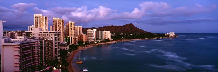 High Angle View Of Buildings On The Beach, Waikiki Beach, Oahu, Honolulu, Hawaii, USA