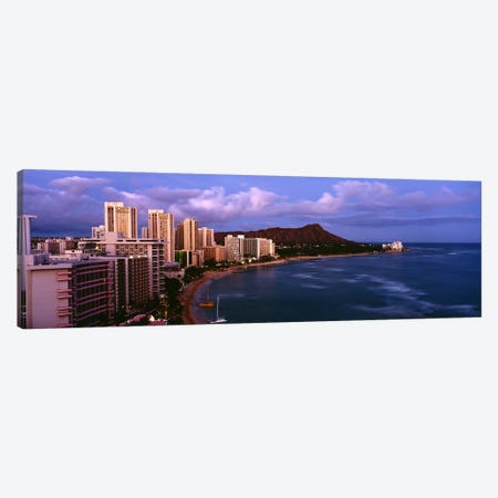 High Angle View Of Buildings On The Beach, Waikiki Beach, Oahu, Honolulu, Hawaii, USA Canvas Print #PIM4269} by Panoramic Images Art Print