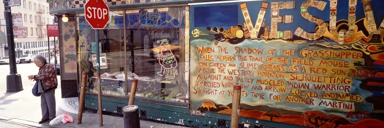 USA, California, San Francisco, Little Italy, Senior man standing outside a bar