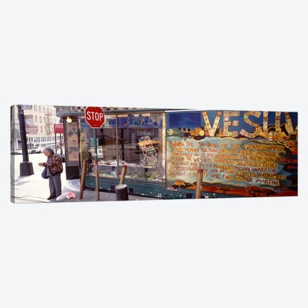 USA, California, San Francisco, Little Italy, Senior man standing outside a bar Canvas Print #PIM4274} by Panoramic Images Canvas Print