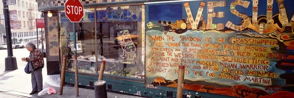 USA, California, San Francisco, Little Italy, Senior man standing outside a bar