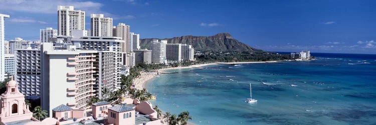 Buildings at the waterfront, Waikiki Beach, Honolulu, Oahu, Maui, Hawaii, USA