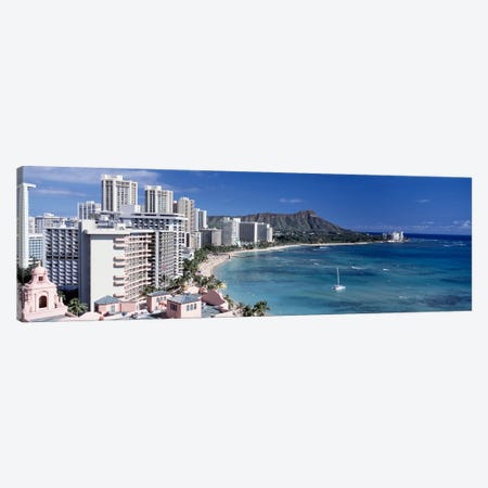 Buildings at the waterfront, Waikiki Beach, Honolulu, Oahu, Maui, Hawaii, USA Canvas Print #PIM4276} by Panoramic Images Canvas Art Print