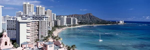 Waikiki: Buildings at the waterfront, Waikiki Beach, Honolulu, Oahu, Maui, Hawaii, USA by Panoramic Images