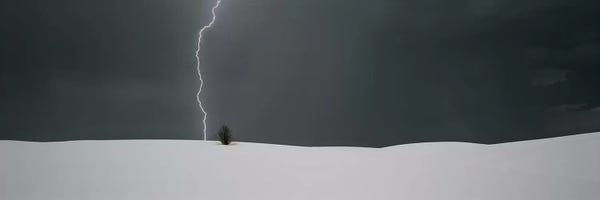 New Mexico: A Lone Lightning Bolt, White Sands National Monument, New Mexico, USA by Panoramic Images